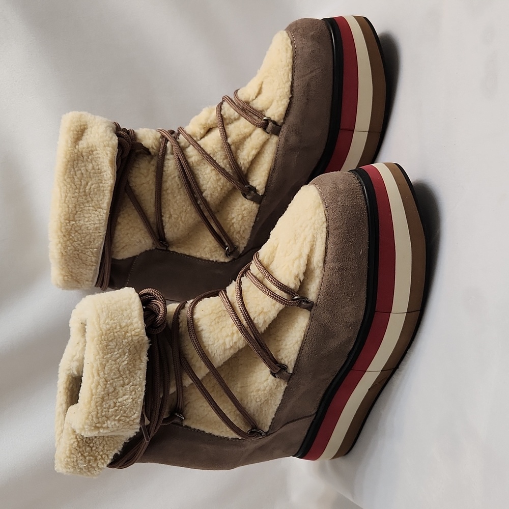 Paloma Barceló Kiran Suede Platform Genuine Shearling Lining Booties (W Size 40) - Picture 3 of 15